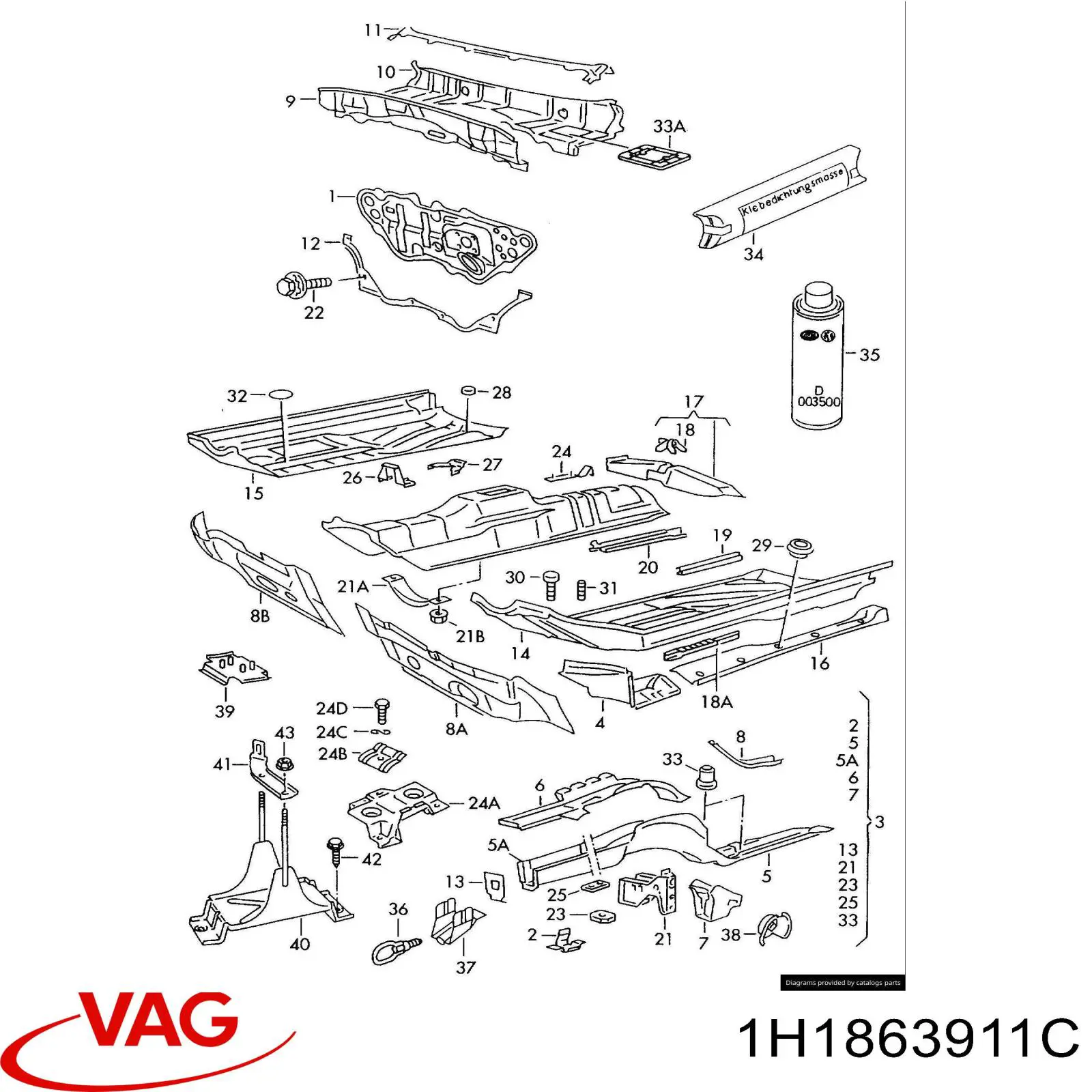 Захист моторного відсіку VAG 1H1863911D ціна, від 363.11 USD