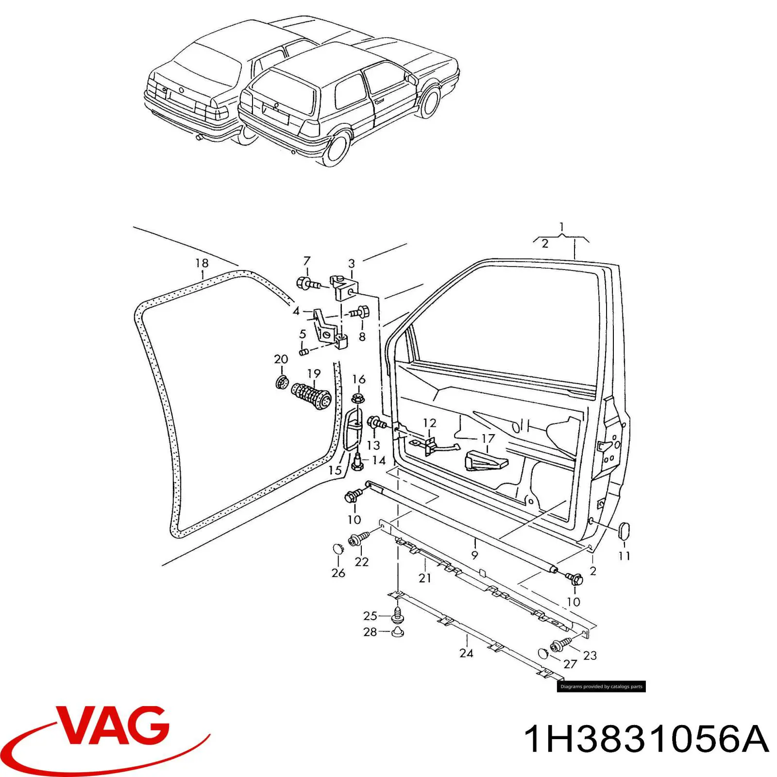1H3831056A VAG Пасажирські передні двері