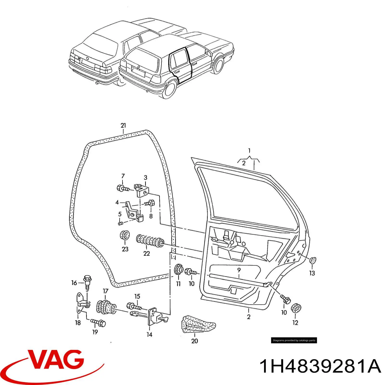 Обмежувач відкриття дверей, задній лівий VAG 1H4839281 ціна, від 4.23 USD