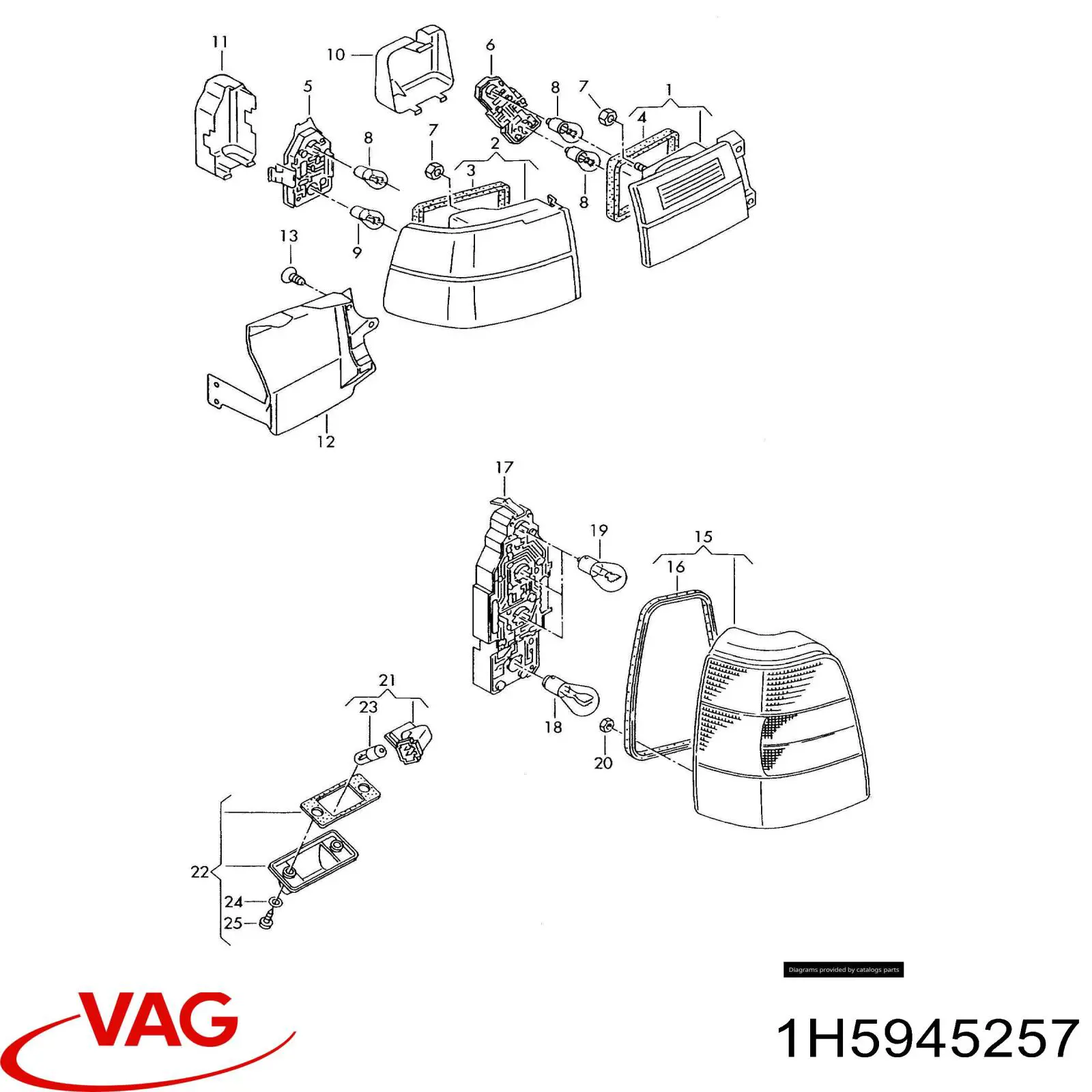 Плата заднього ліхтаря, контактна VAG 1H5945257 ціна, від 12.70 USD