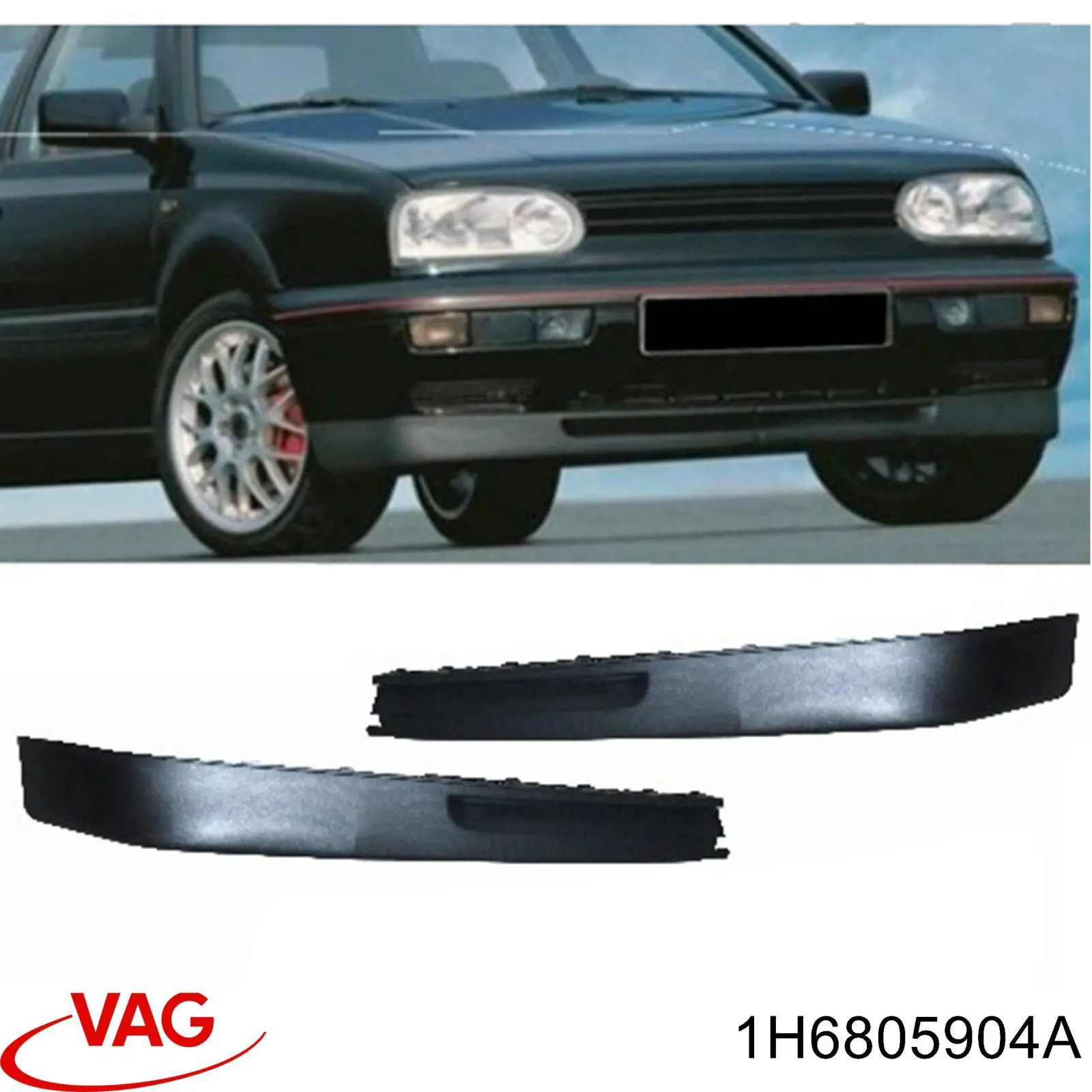 Спойлер переднього бампера, правий 1H6805904A VAG