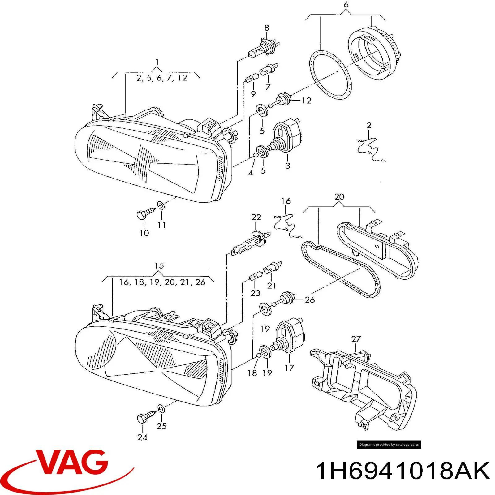 Фара права 1H6941018K VAG