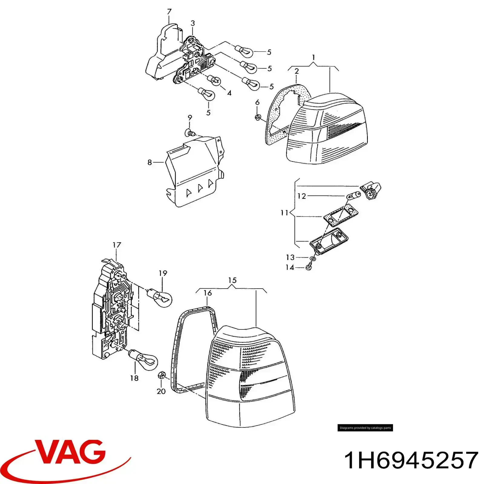 Плата заднього ліхтаря, контактна VAG 1H6945257 ціна, від 4.39 USD