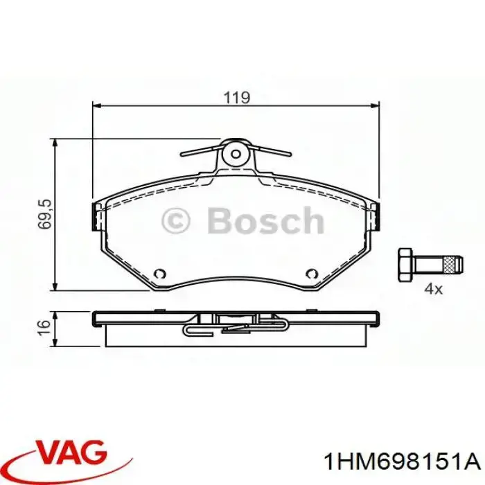 Тормозні колодки VAG 1HM698151A