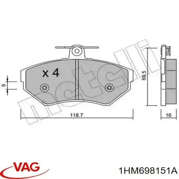 Гальмівні колодки VAG 1HM698151A ціна, від 19.07 USD