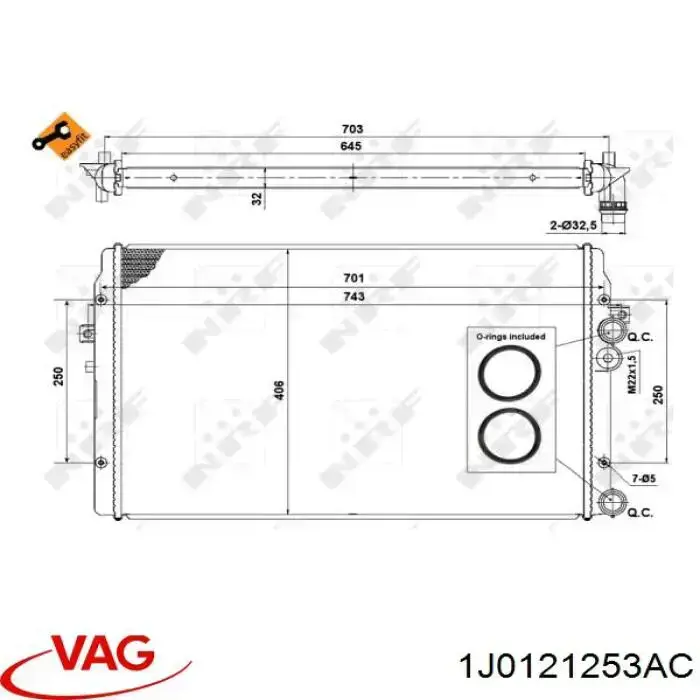 Радіатор основний VAG 1J0121253AC ціна, від 40.97 USD