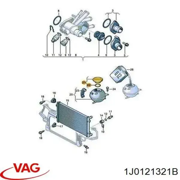 Купити 1J0121321B VAG Кришка розширювального бачка