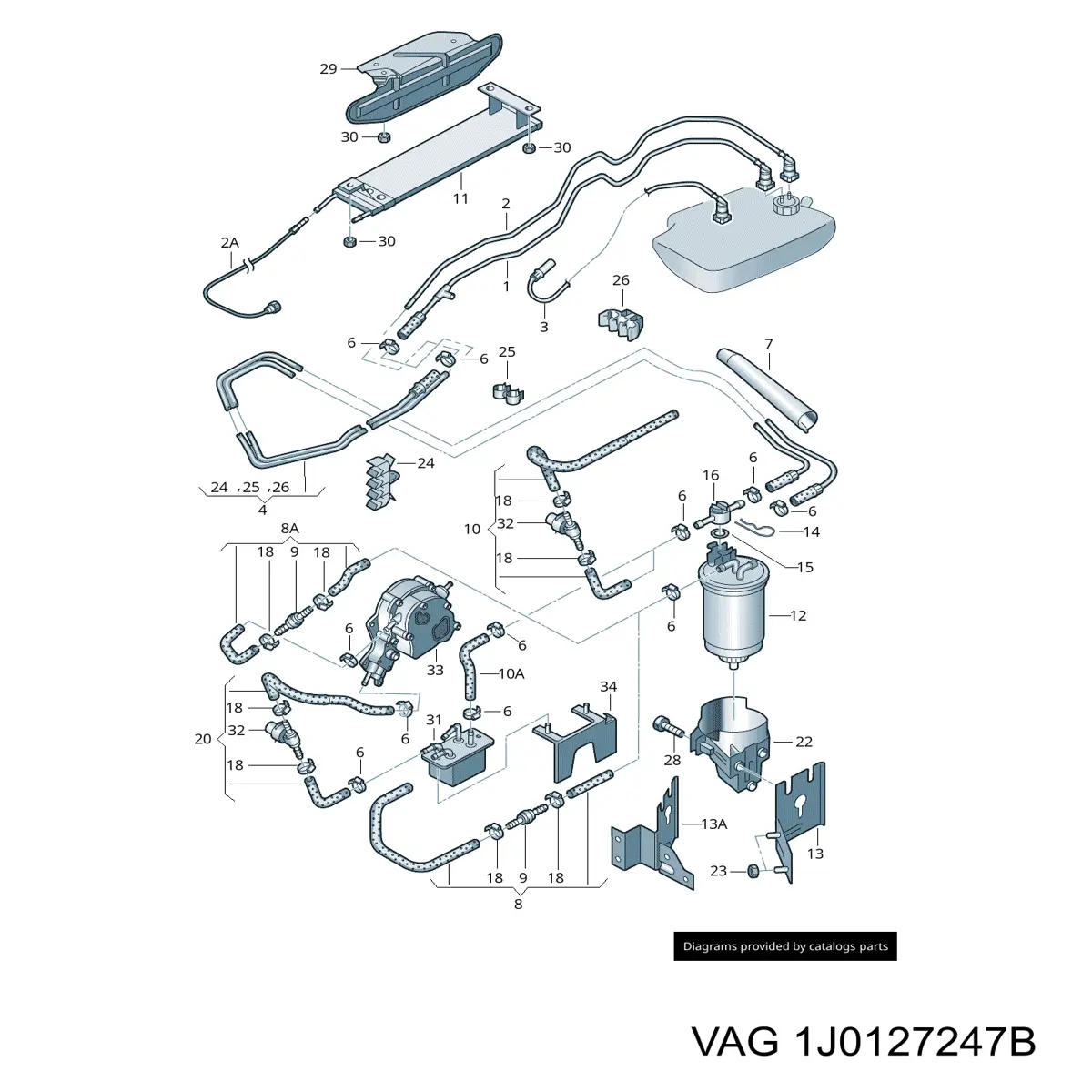 Зворотній клапан повернення палива VAG 1J0127247B ціна, від 79.35 USD