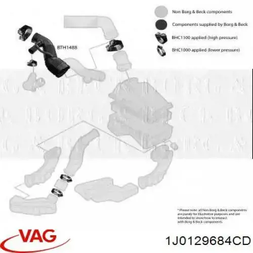 Патрубок витратоміра повітря 1J0129684CD VAG