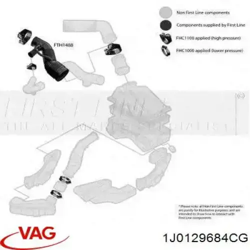 Патрубок витратоміра повітря 1J0129684CG VAG