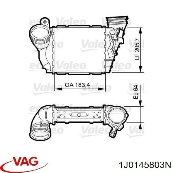 Система охолодження наддувочного повітря VAG 1J0145803N ціна, від 63.33 USD