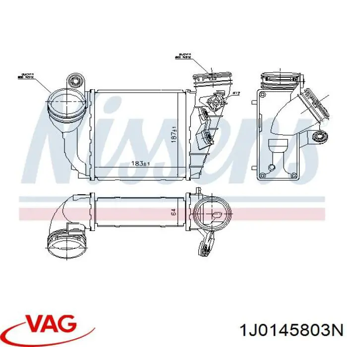 Купити 1J0145803N VAG Радіатор интеркуллера