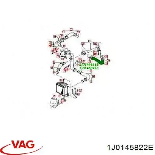 Купити 1J0145822E VAG Шланг/патрубок интеркуллера