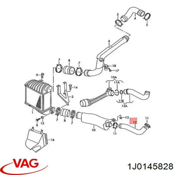 1J0145828 VAG Трубка, що нагнітається