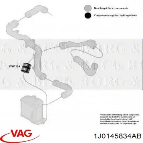 Трубка, що нагнітається VAG 1J0145834AB ціна, від 20.95 USD