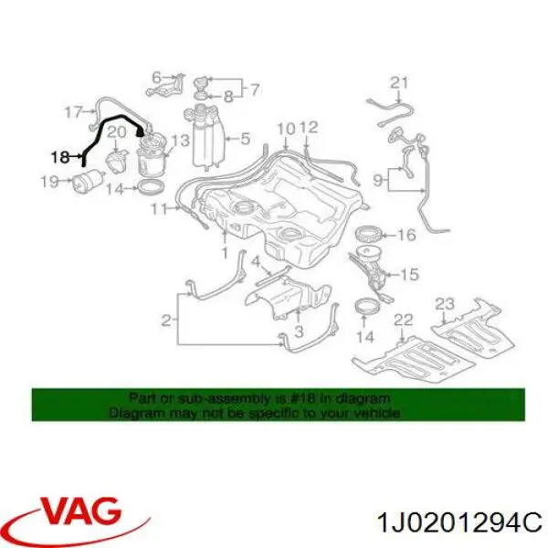 Купити 1J0201294C VAG Трубка паливна, від бака до паливного фільтру