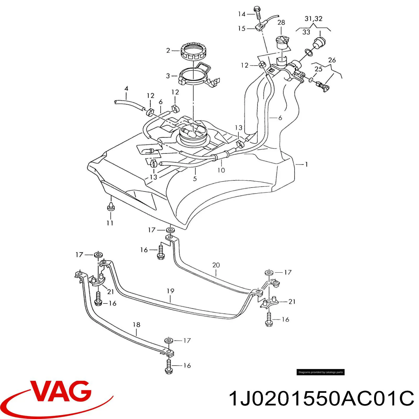 Кришка/пробка бензобака 1J0201550AC01C VAG