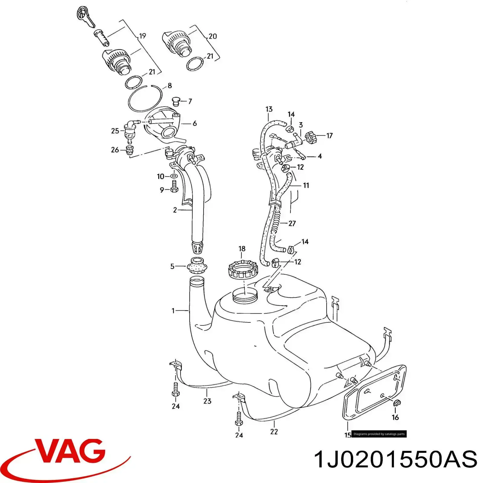 Пробка бензобаку 1J0201550AS VAG