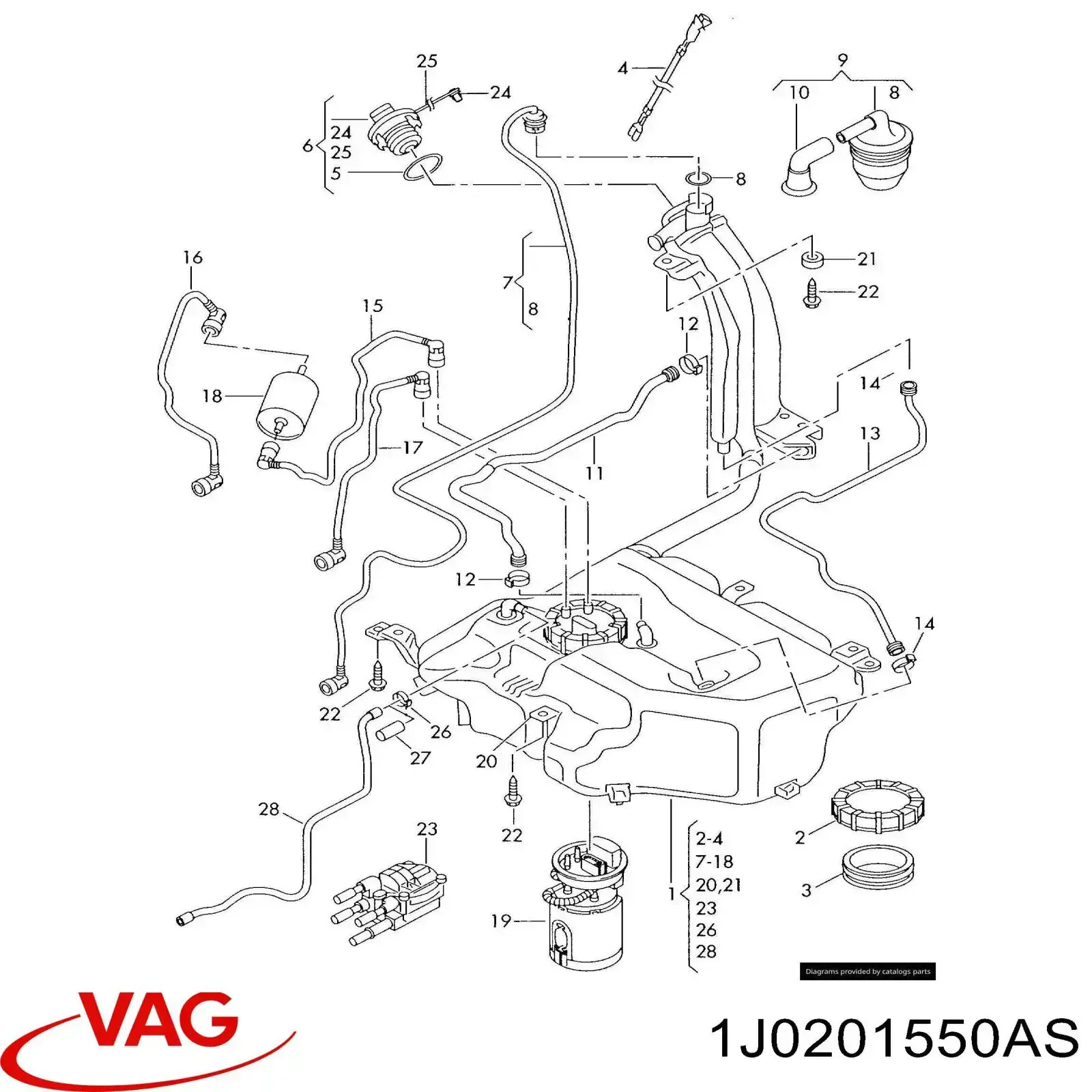 Купити 1J0201550AS VAG Пробка бензобака