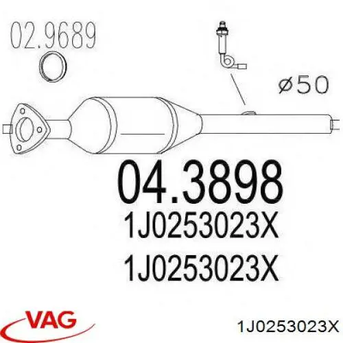 Купити 1J0253023X VAG Перетворювач відпрацьованих газів