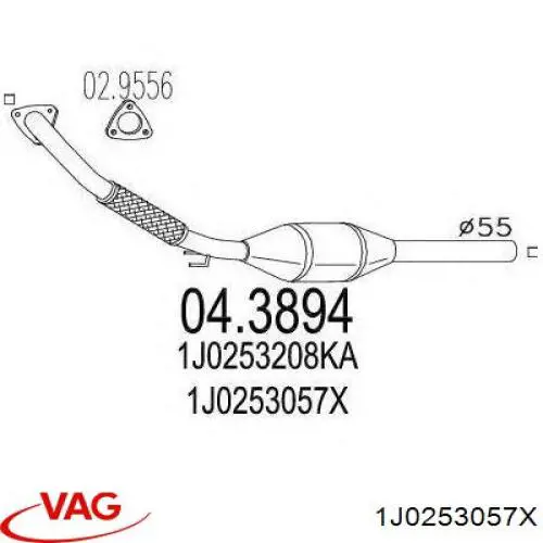 Конвертор-каталізатор (каталітичний нейтралізатор) VAG 1J0253057X ціна, від 123.99 USD