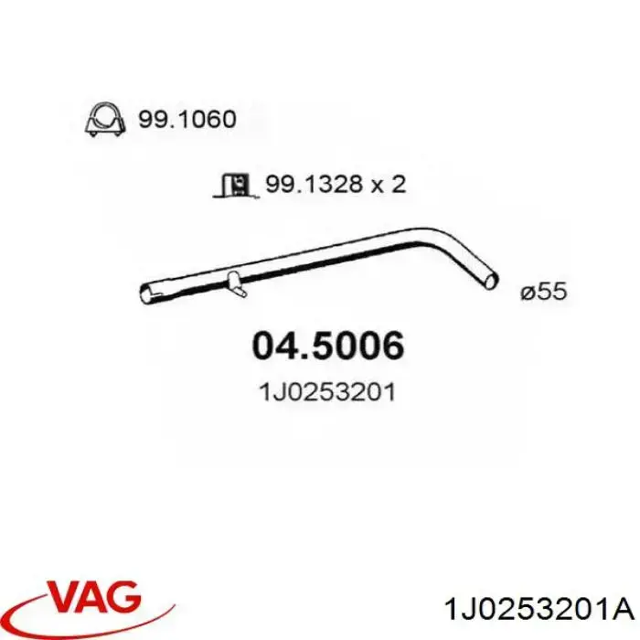1J0253201 VAG Середній глушник