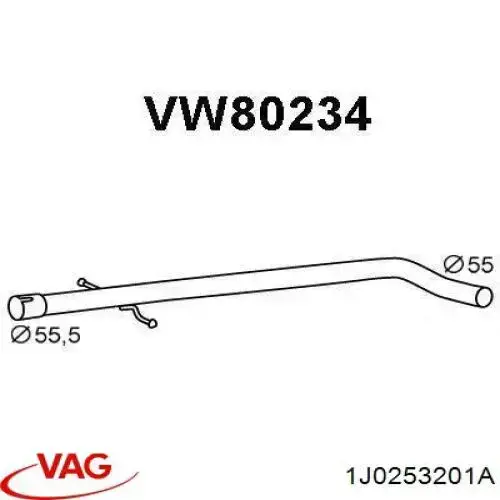 Купити 1J0253201A VAG Вихлопна труба