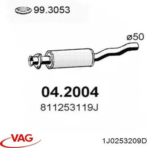 Купити 1J0253209D VAG Вихлоп