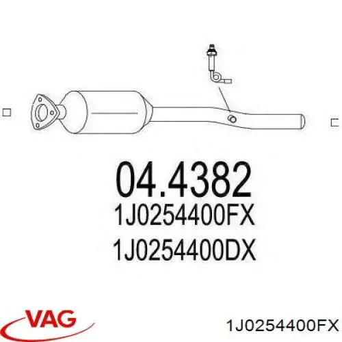 Конвертор-каталізатор (каталітичний нейтралізатор) VAG 1J0254400FX ціна, від 440.65 USD