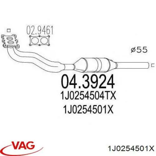 Купити 1J0254501X VAG Перетворювач відпрацьованих газів
