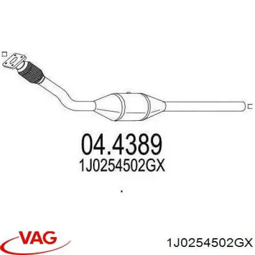 1J0254502GX VAG труба приймальна (штани глушника, передня)
