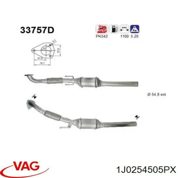 Купити 1J0254505PX VAG Перетворювач відпрацьованих газів