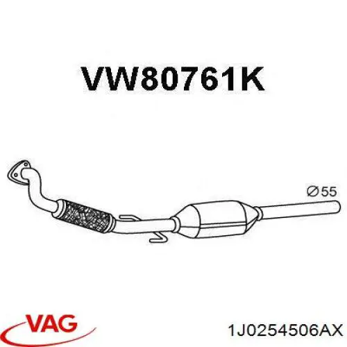 1J0254506AX VAG конвертор-каталізатор (каталітичний нейтралізатор)