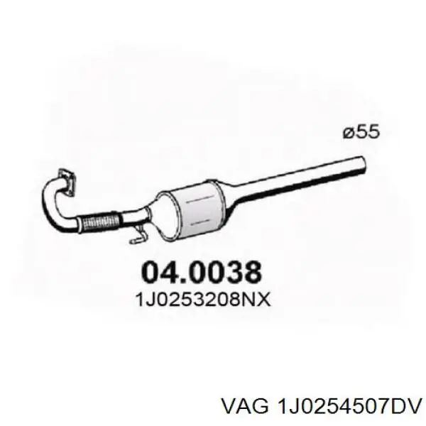 1J0254507DV VAG труба приймальна (штани глушника, передня)