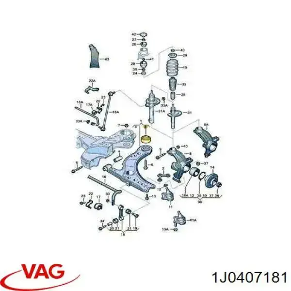 Сайлентблок переднього важеля 1J0407181 VAG