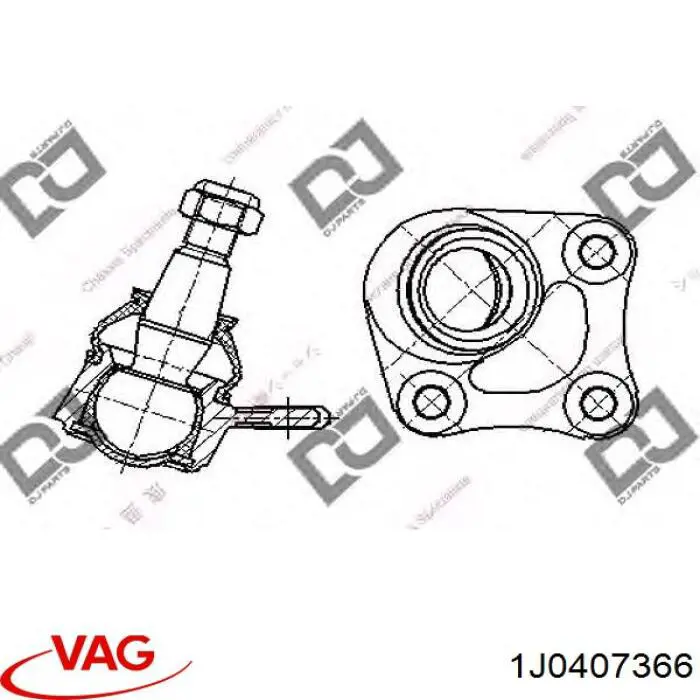 Кульова опора, нижня, права VAG 1J0407366