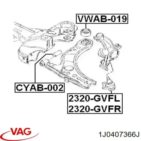 Кульова опора, нижня, права VAG 1J0407366J