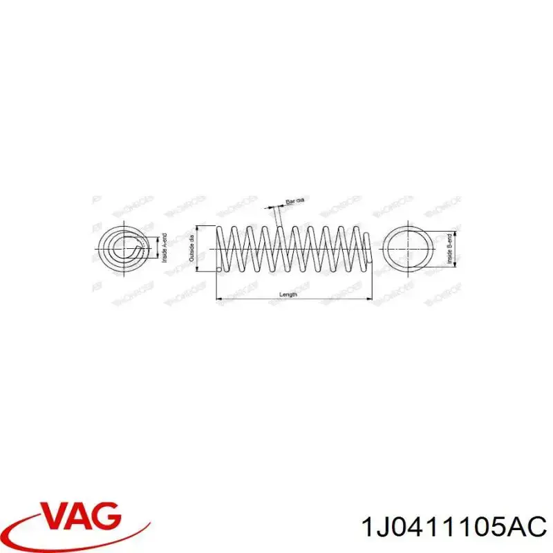 Купити 1J0411105AC VAG Гвинтова пружина підвіска