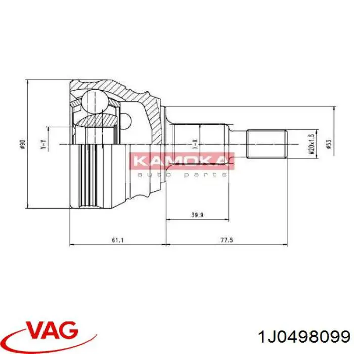 ШРУС зовнішній передній 1J0498099 VAG