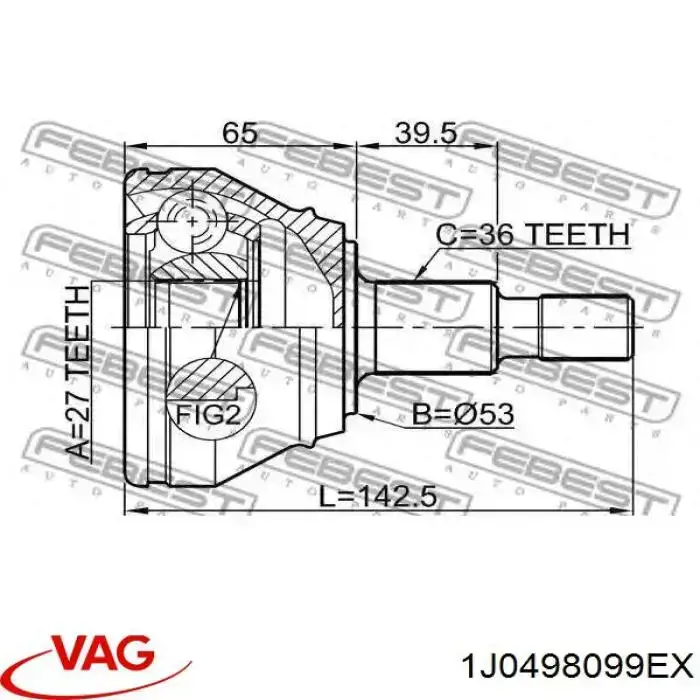 Граната колісна VAG 1J0498099EX ціна, від 28.29 USD