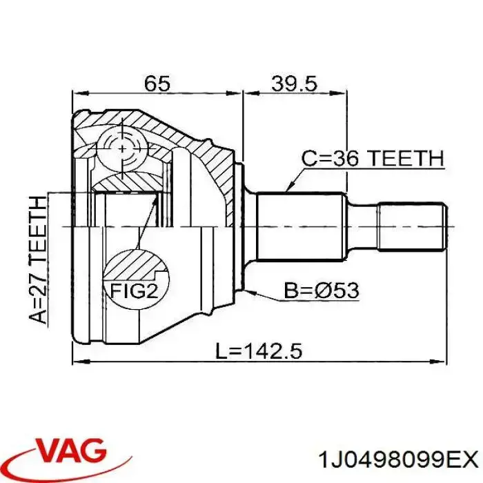 Купити 1J0498099EX VAG Шарнір приводу зовнішній