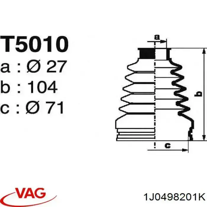 Купити 1J0498201K VAG Пильник шарніра кутових швидкостей внутрішній передній
