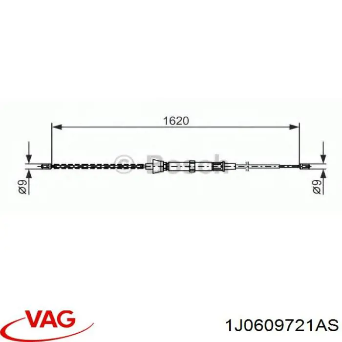 Трос ручного гальма задній, правий/лівий VAG 1J0609721AS ціна, від 9.53 USD