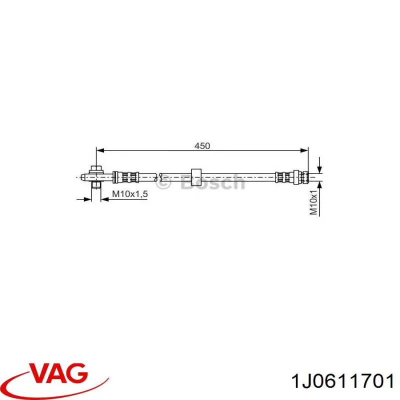Шланг гальмівний передній VAG 1J0611701