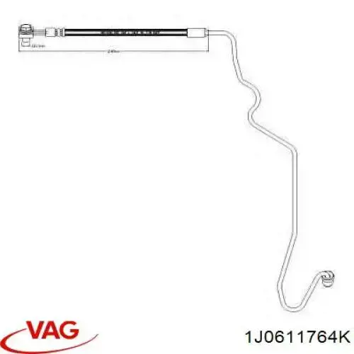 Шланг гальмівний задній, правий 1J0611764K VAG
