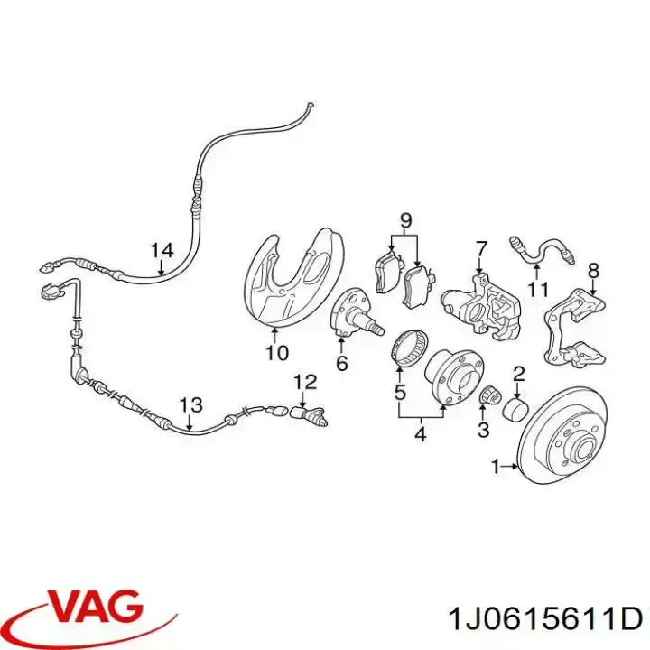 Захист гальмівного диска заднього, лівий VAG 1J0615611D