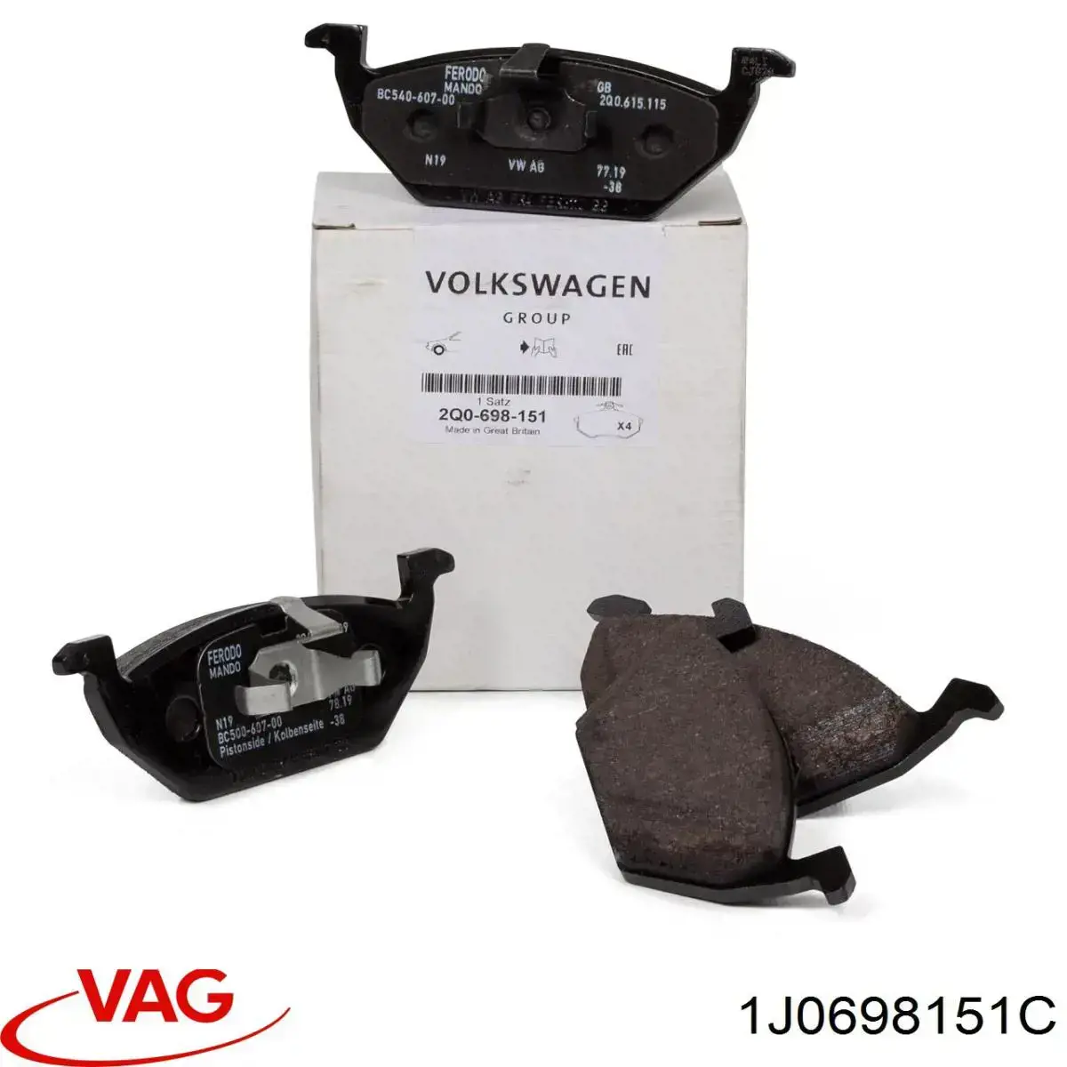 Купити 1J0698151C VAG Колодки гальмівні передні, дискові