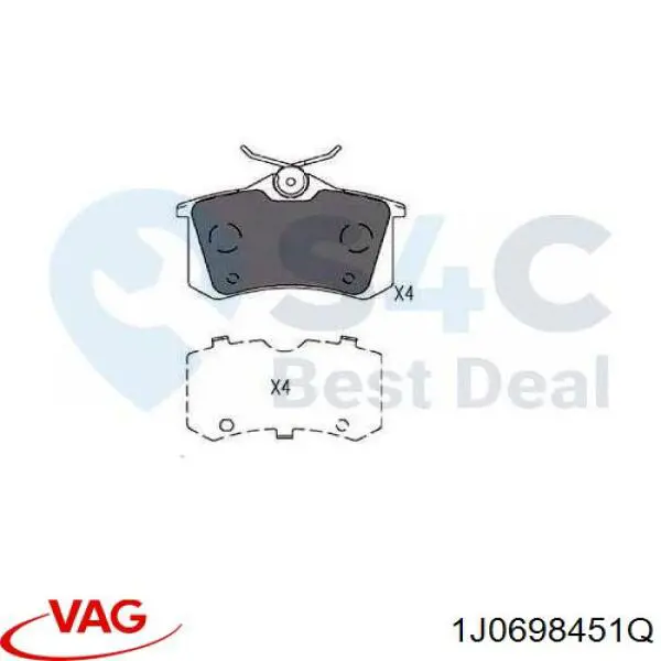 Купити 1J0698451Q VAG Задні колодки