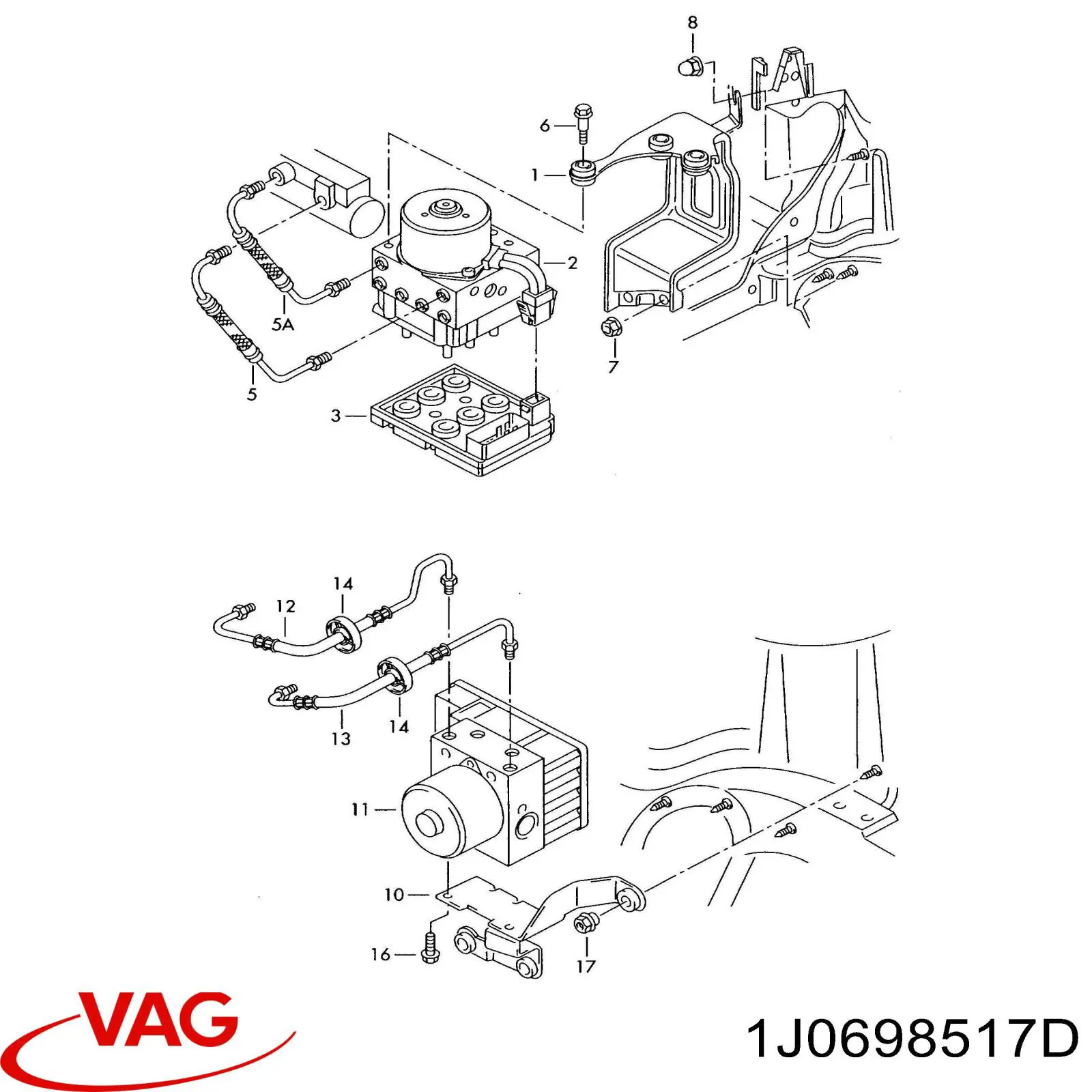 Блок АБС гідравлічний VAG 1J0698517D ціна, від 357.11 USD