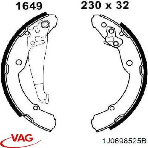 Колодки гальмові задні, барабанні 1J0698525B VAG